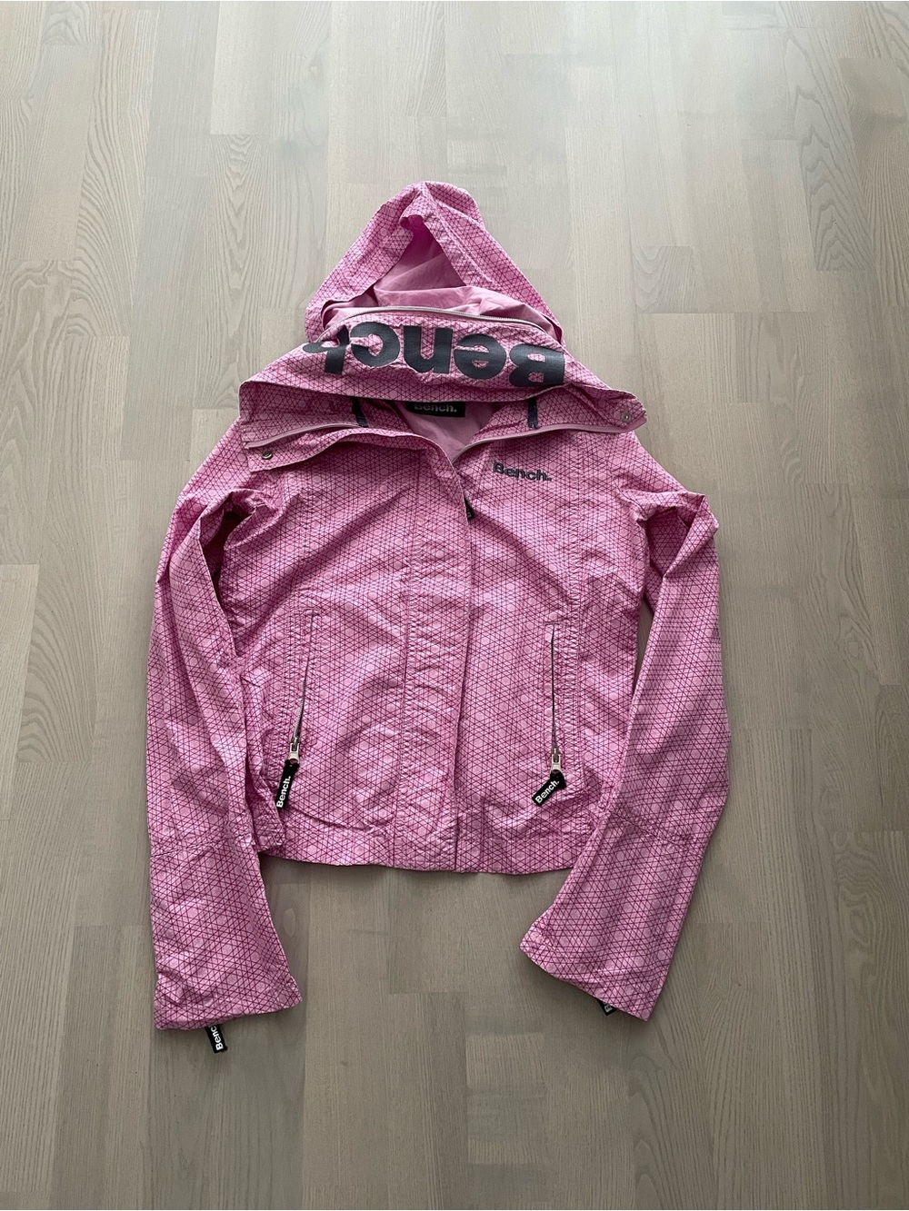 Bench Pink Lightweight Windbreaker Rain Resistant Jacket w/ Retractable Hood